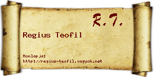 Regius Teofil névjegykártya